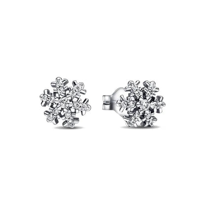 Elegant Sterling Silver Pink Bow Earrings with Red Heart and Snowflake Design for Women P1362