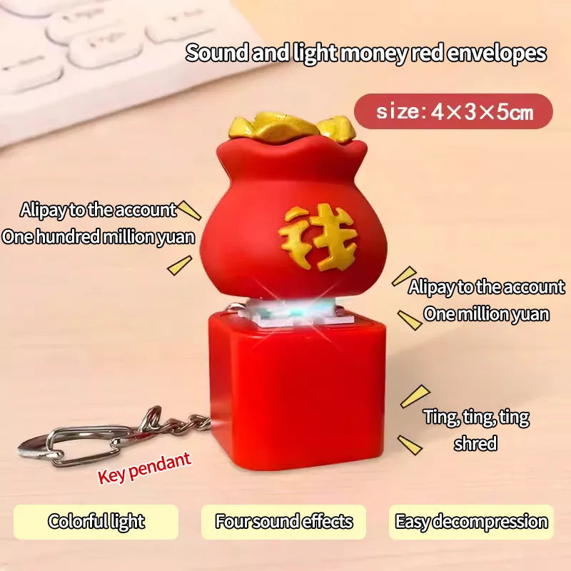 Wooden Fish Keychain Stress Relief Toy with Light and Sound Effect Perfect Gift for Girls and Children