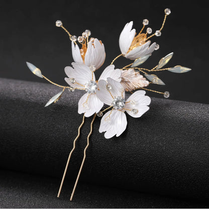 Elegant Rose Flower U-Shaped Hairpins for Wedding Brides and Women
