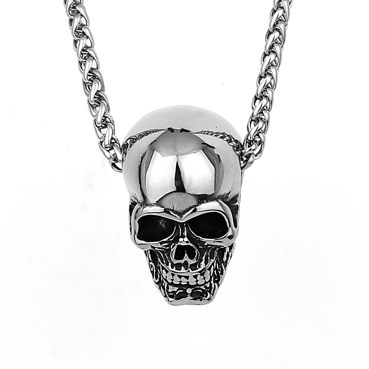 Retro Gothic Skull Pendant Necklace for Men - Bold Titanium Stainless Steel Biker Jewelry