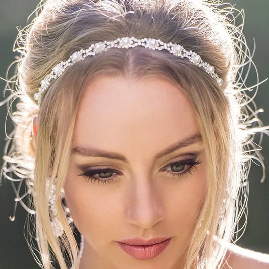 Elegant Bridal Rhinestone Headband with Pearls and Crystal Accents