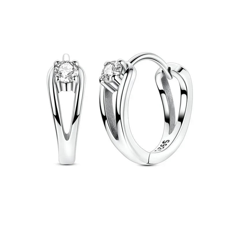 925 Sterling Silver Skull Pumpkin Cross Hoop Earrings Sparkling Zircon Glamorous Women Jewelry