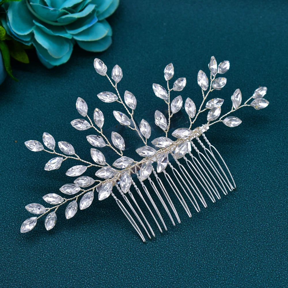 Elegant Crystal Bridal Hair Comb Silver Gold Wedding Headpiece for Women