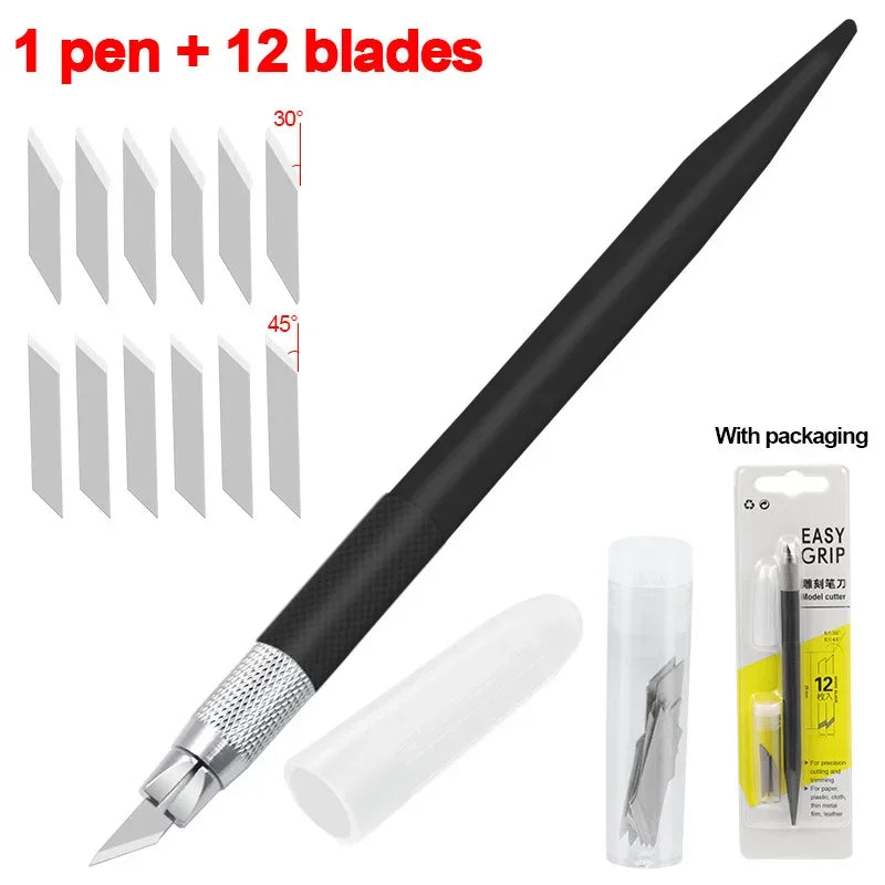 CraftPro 360° Rotating Cutting Pen - Durable Stainless Steel Blades for Effortless DIY Art Projects Black