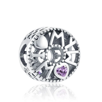 Elegant 925 Sterling Silver Bow Charm with Zircon for Mother's Day Bracelet