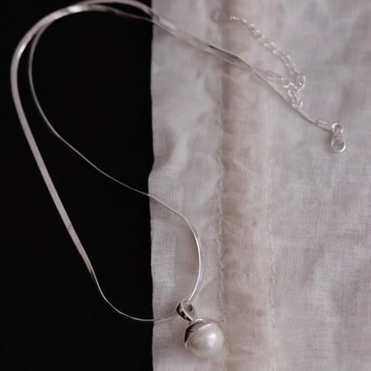 Ventfille 925 Sterling Silver Zircon Necklace Elegant Korean Geometry Design