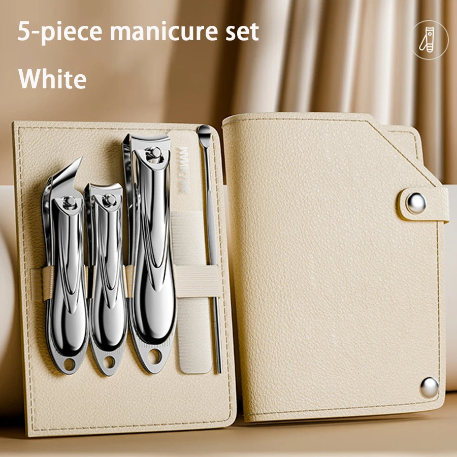 5PCS Travel-Friendly Stainless Steel Manicure Set for Thick Nails & Ingrown Toenails White