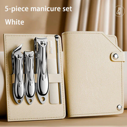 5PCS Travel-Friendly Stainless Steel Manicure Set for Thick Nails & Ingrown Toenails White