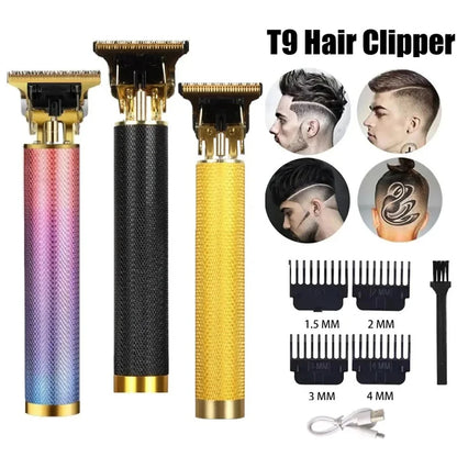 Professional Beard Trimmer Kit T9 Hair Clippers for Men Vintage Shaving Machine with Multiple Nozzles and Long Battery Life