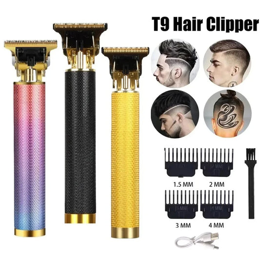 Professional Beard Trimmer Kit T9 Hair Clippers for Men Vintage Shaving Machine with Multiple Nozzles and Long Battery Life