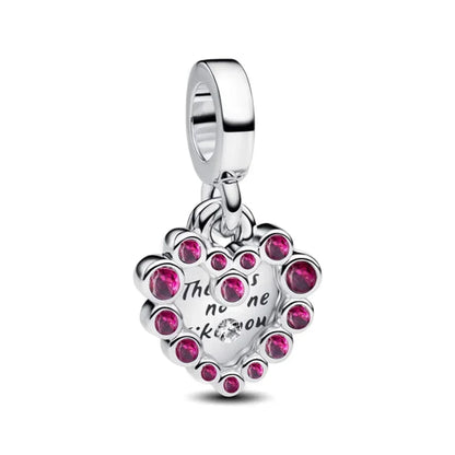 925 Sterling Silver Heart Blooming Rose Full Diamond Zircon Charms Pendant Beads for Bracelets and Necklaces
