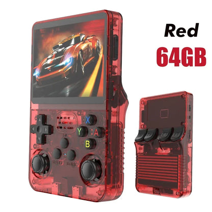 Open Source R36S R36H R36S Max Handheld Game Console Linux 3.5 Inch IPS Screen Orange Portable Pocket Player 64GB Preloaded 15000 Games