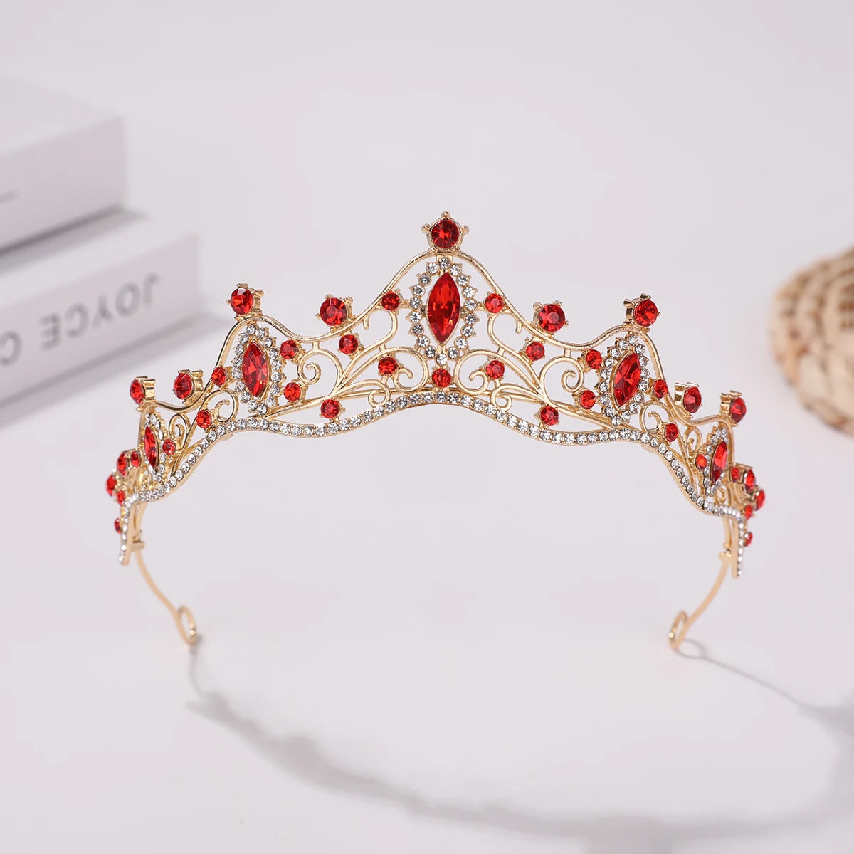 Princess Sparkle Tiara - Wedding Hair Accessory for Girls wine red Size fits all