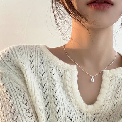 Ventfille 925 Sterling Silver Zircon Necklace Elegant Korean Geometry Design