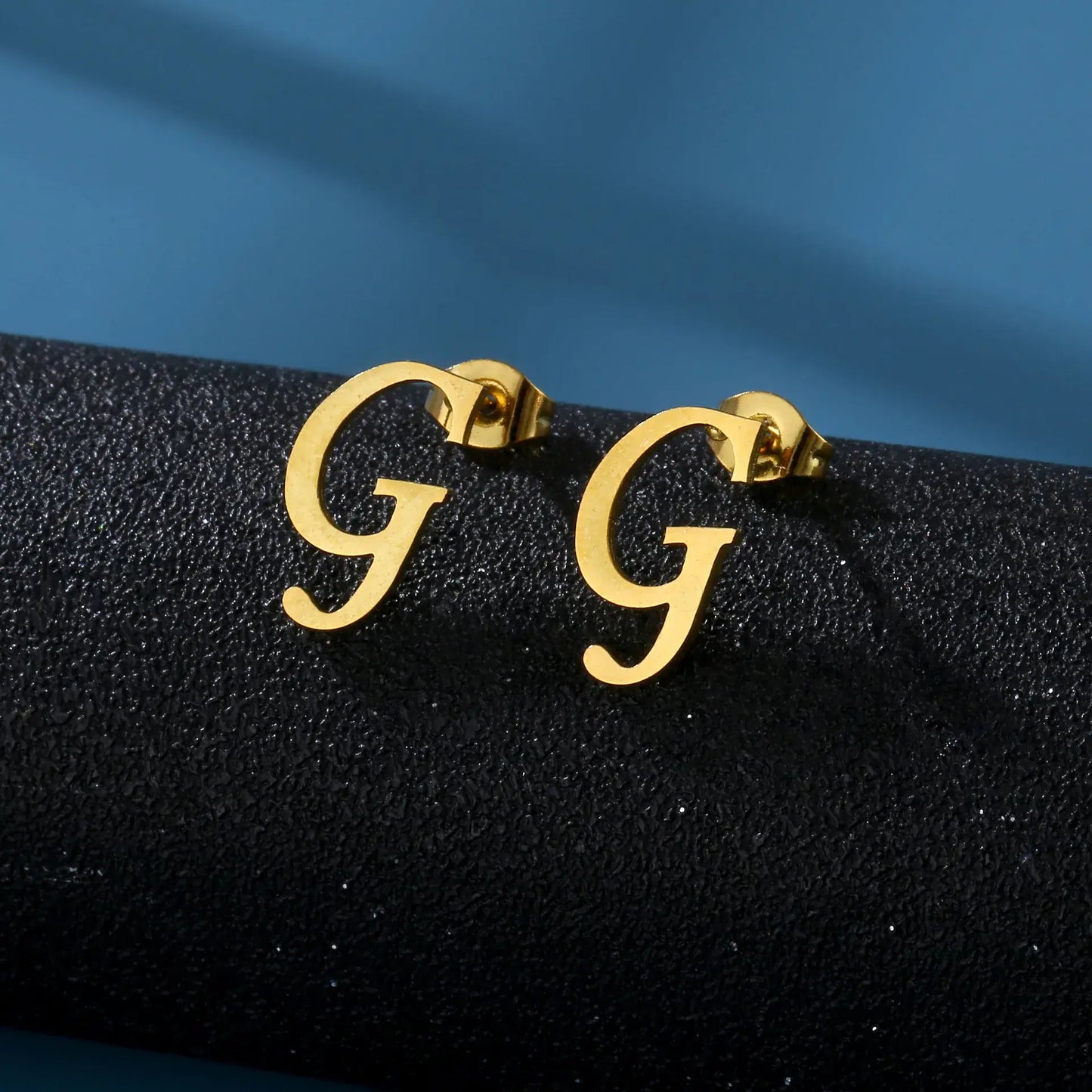 Tiny Stainless Steel Initial Letter Stud Earrings Gift G
