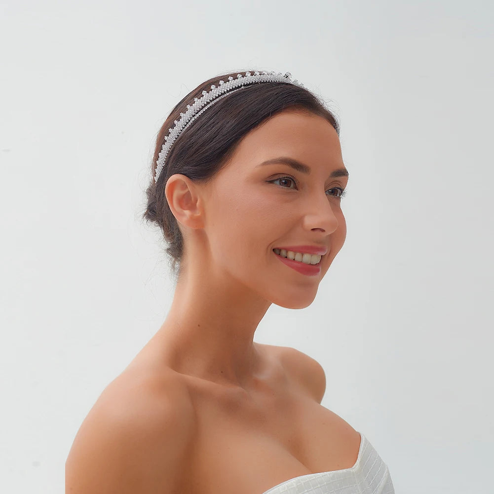 3A Cubic Zirconia Princess Wedding Tiara Crystal Bridal Crown Headwear for Women
