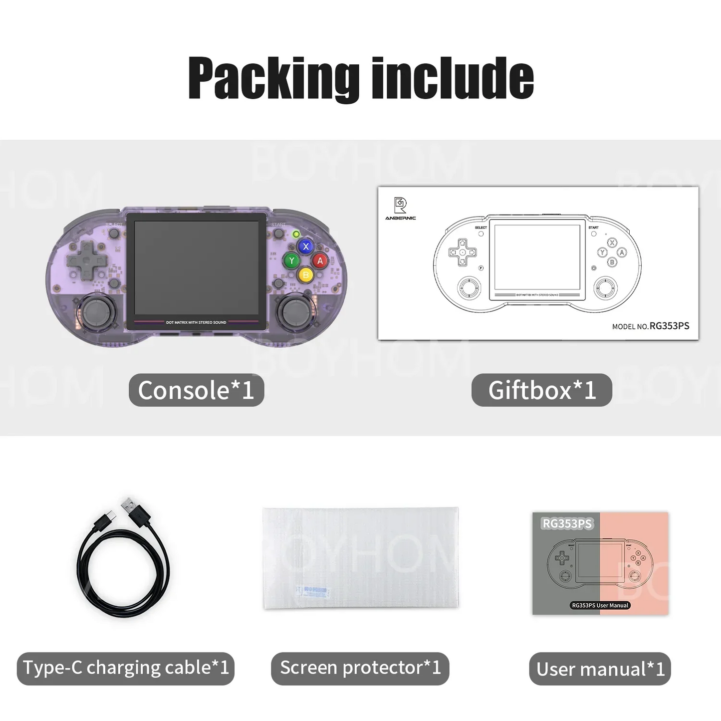RG353PS Retro Handheld Game Console 3.5 Inch IPS Screen Linux RK3566 Chip 128GB TF Card Preinstalled 20000 Games