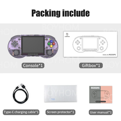 RG353PS Retro Handheld Game Console 3.5 Inch IPS Screen Linux RK3566 Chip 128GB TF Card Preinstalled 20000 Games