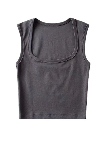 Deep Square Collar Vests 2025 Summer New Fashion Sexy Women's Crop Tops Sling Vest Camis
