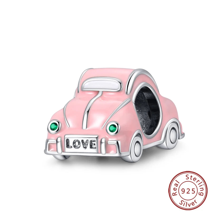 Sterling Silver Sports Car and Motorcycle Charms for DIY Jewelry Making PAC839