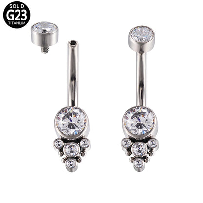 G23 Titanium Belly Button Rings with Crystal CZ Beach Pendant Jewelry