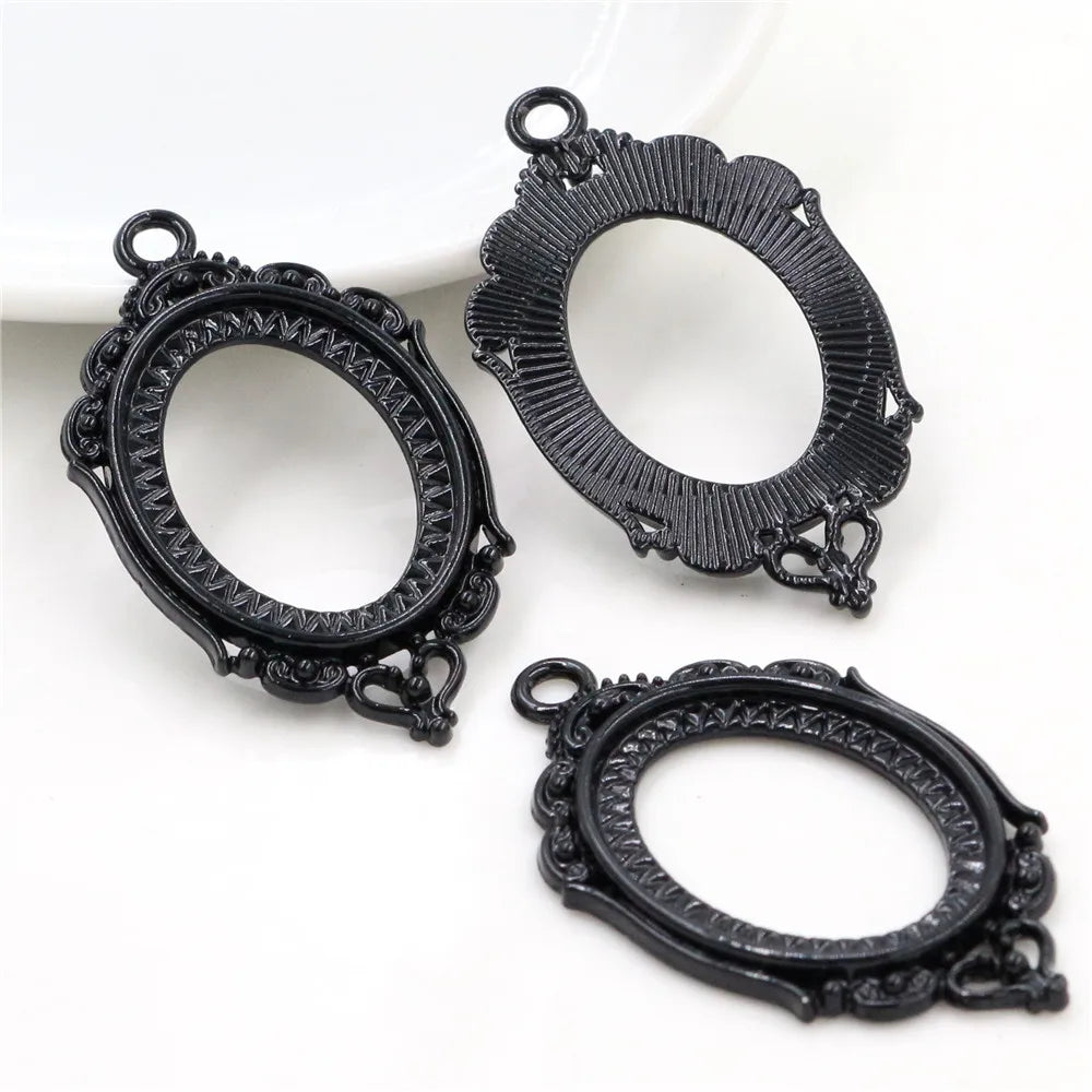 Antique Finish Cameo Cabochon Bracelet Setting Trays in Gold Silver Bronze and Rhodium 10 Pack