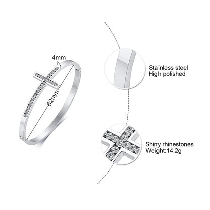 Elegant Crystal Cross Cuff Bracelets for Women and Girls - Perfect Friendship Jewelry Gift