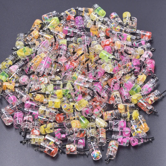 Vibrant 3D Fruit Drink Bottle Charms Set for Jewelry and DIY Crafting