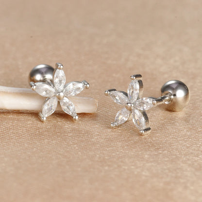 2Pcs Helix Ear Piercing Stud Earrings for Women Zircon Heart Star Moon Tragus Accessories Jewelry Gift