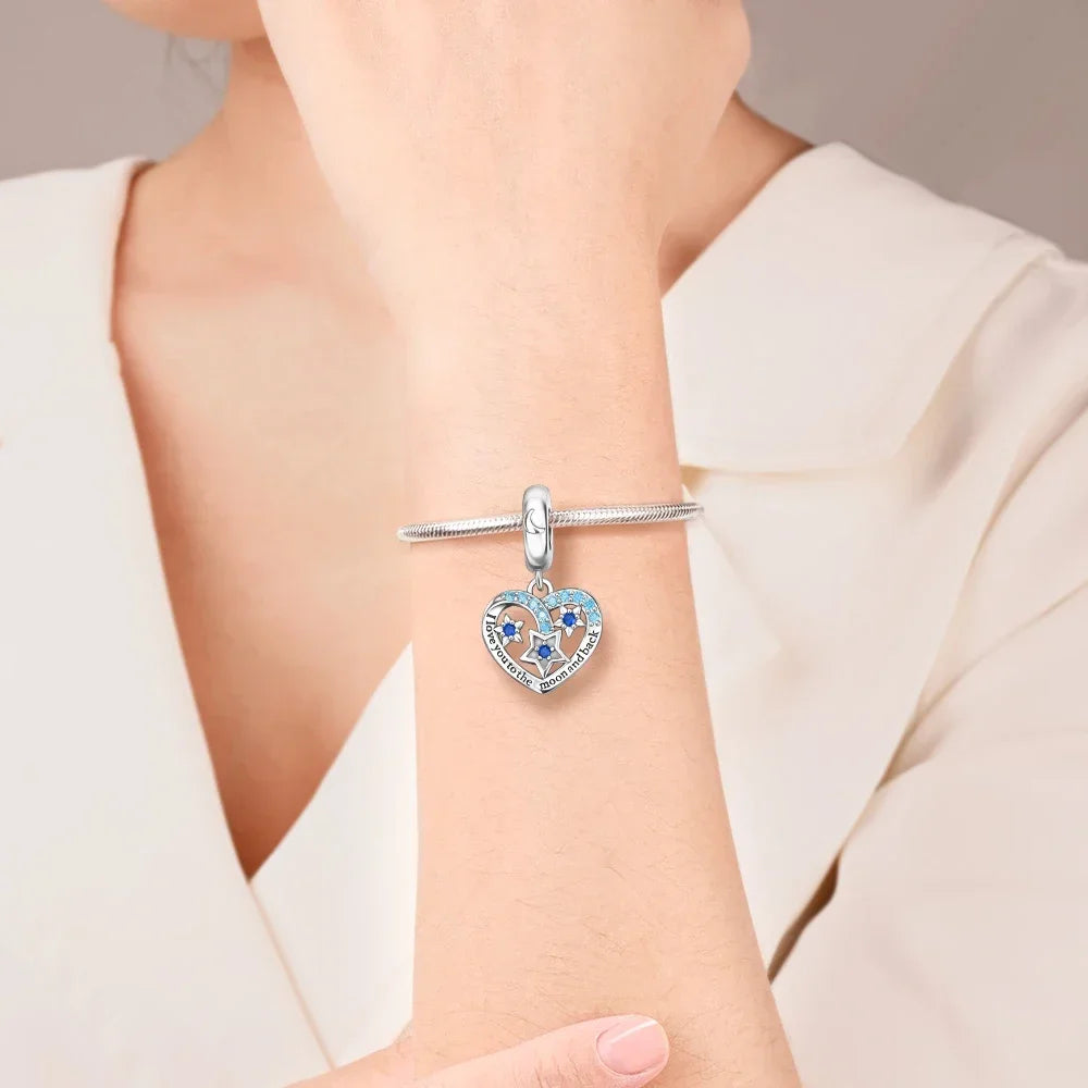 925 Sterling Silver Heart Wings Infinity Charm Gift Box Compatible with Pendant Bracelet Necklace for Ladies DIY Fine Jewelry