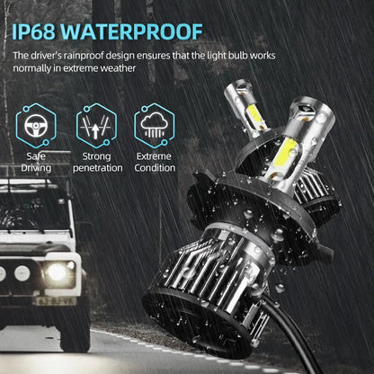 Roadsun Mini LED Car Headlight Bulb 12000LM 6000K H4 H11 H7 H1 H13 9005 9006 High Brightness No Dark Spots Conversion Kit