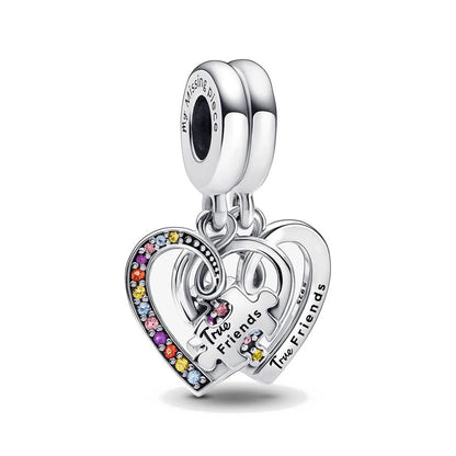 Spring Pink 925 Sterling Silver Enamel Flower Pendant for Mother Daughter Bracelets P1187