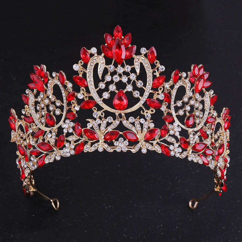 Baroque Crystal Rhinestone Tiara - Vintage Bridal Crown for Weddings & Prom