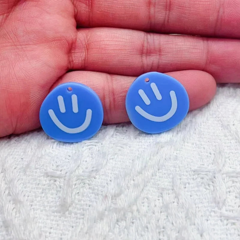 10pcs Lovely Smiling Face Acrylic Charms For Jewelry Making