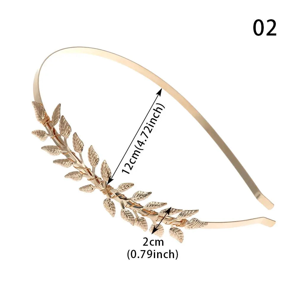 Elegant Retro Gold Leaf Bridal Headband Tiara for Greek and Roman Inspired Weddings