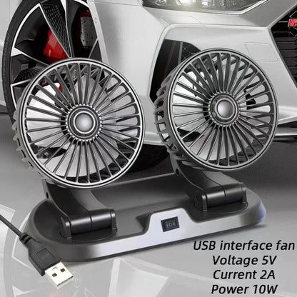 5V 12V 24V Car Fan Dual Head USB Auto Cooler Air Fan