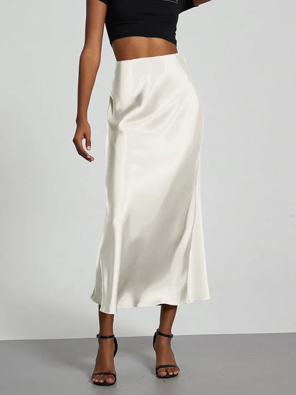 Satin Party Long Skirt High Waist Mermaid Fishtail Women