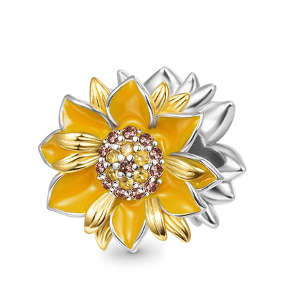 925 Sterling Silver Charm Beads for Women Bracelet - Four-Leaf Clover and Sunflower Design A1497zhu