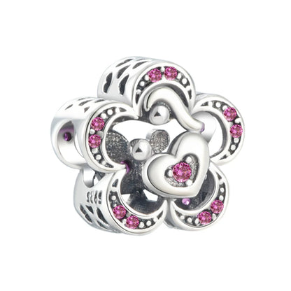 925 Sterling Silver Charm Beads for Women Bracelet - Four-Leaf Clover and Sunflower Design A2003