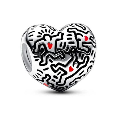Original 925 Sterling Silver Heart Star Hot Air Balloon Puzzle Charms with Zircon for DIY Necklace and Bracelet Jewelry Gift