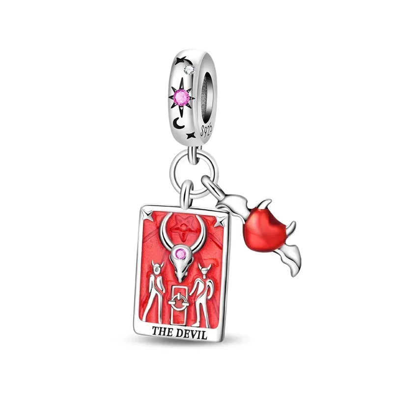 925 Sterling Silver Tarot Death God Charm Beads for Necklace and Bracelet DIY Fine Jewelry Gifts