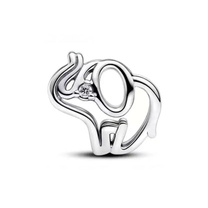 925 Silver Monkey Elephant Sun Moon Bead Pendant Charm