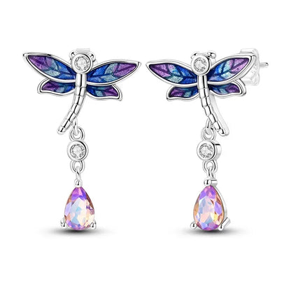 925 Sterling Silver Tulip Hoop Earrings with Dragonfly Firefly Bow Shell Conch and Turtle Designs Fine Jewelry Gifts for Women