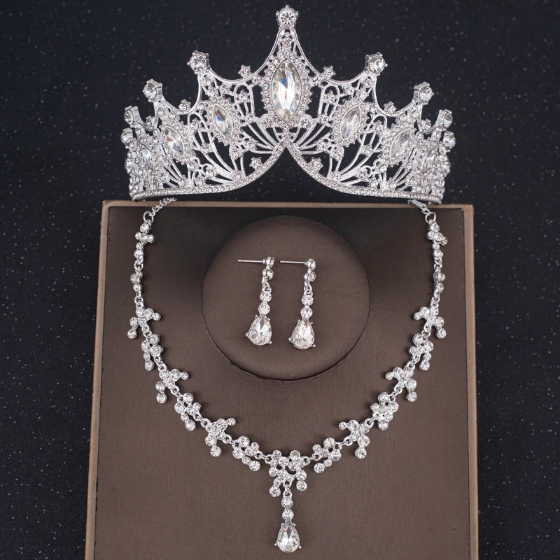 Baroque Crystal Tiara & Crown Jewelry Set - Top-Rated Rhinestone Bridal Accessories Silver 1