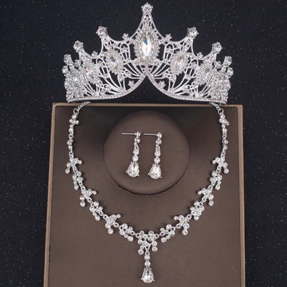 Baroque Crystal Tiara & Crown Jewelry Set - Top-Rated Rhinestone Bridal Accessories Silver 1