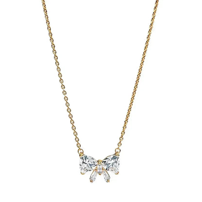 Luxury 925 Sterling Silver Colorful Arrow Heart Bow Tie Feather Pendant Necklace Charming DIY Gift for Women