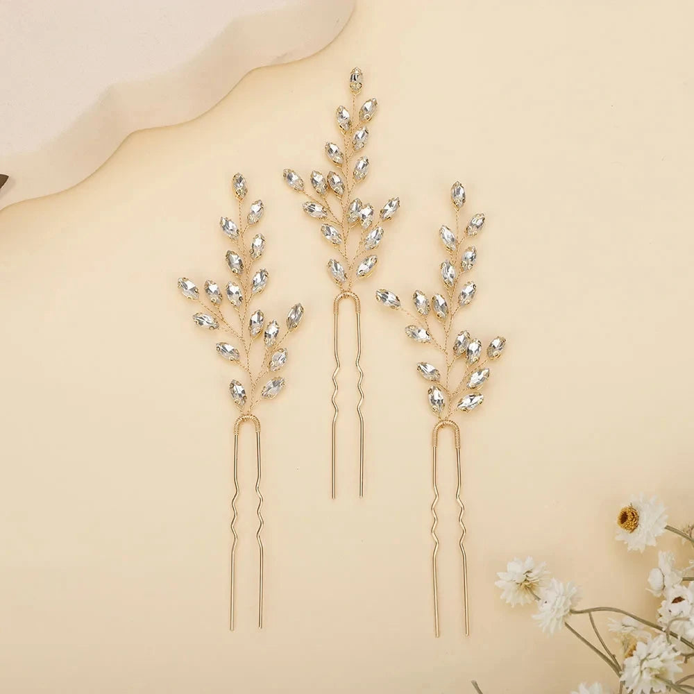 Elegant Rhinestone Bridal Hairpins with 7 Colors Flower Design for Weddings and Parties