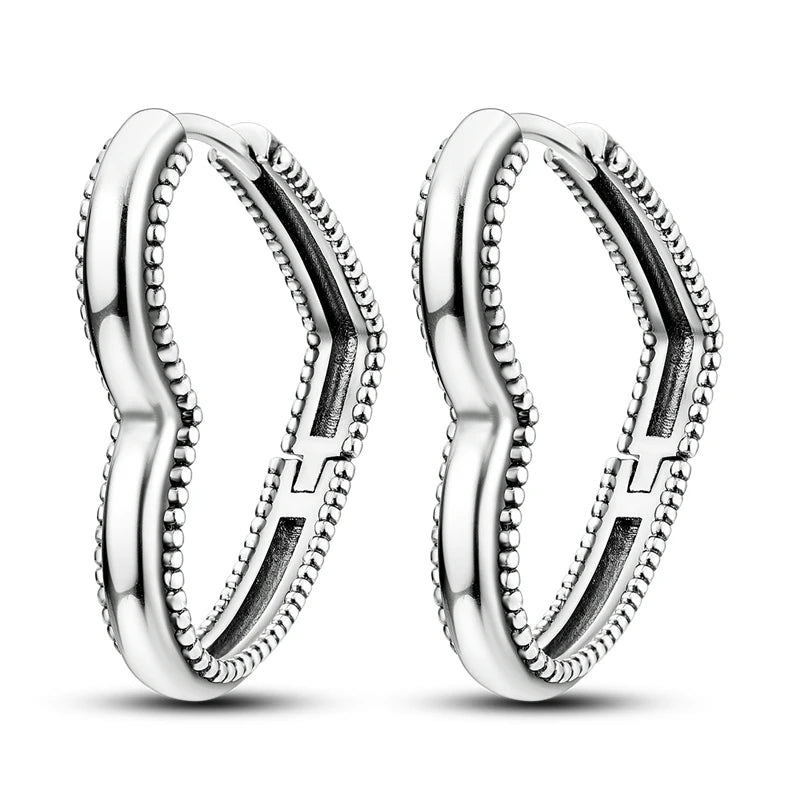 Sterling Silver Heart Zircon Hoop Earrings for Women