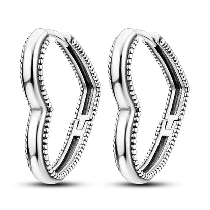 Sterling Silver Heart Zircon Hoop Earrings for Women