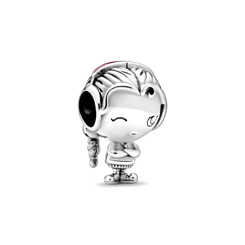 925 Silver Couple Charm Beads for DIY Bracelets Elegant Jewelry B456